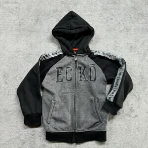Ecko Unltd Hoodie Boys Youth Gray Large‎ Size 7 Y2K Hip Hop Black Grey